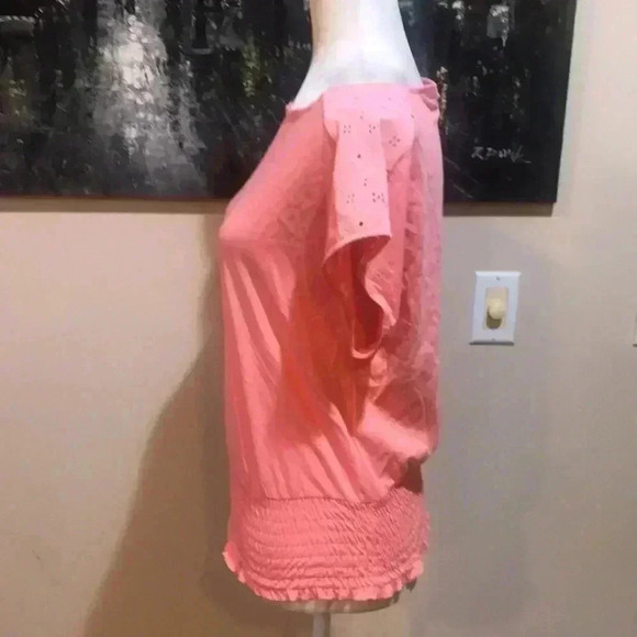 NWT Michael Michael Kors Blush Eyelet Shoulder Crop Top w/Wide Elastic Band XS - Picture 3 of 8